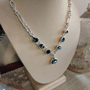 Anne Klein Silver Necklace with Blue Accents